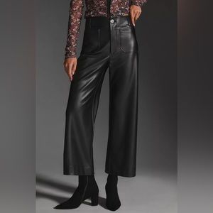 Cropped Wide Leg Faux Leather Pants - Anthropologie